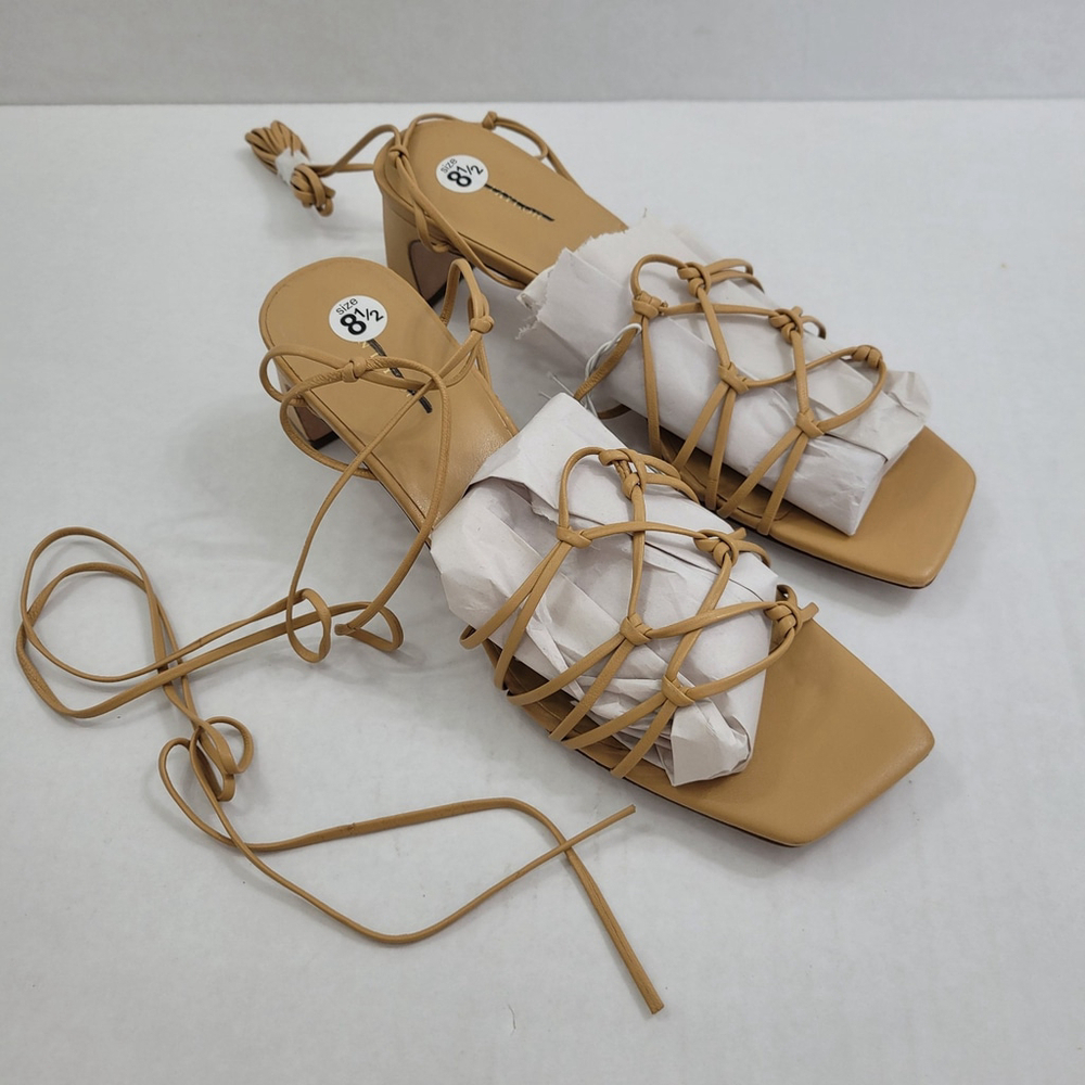 NWOT Ann Taylor Women's Knotted Leather Strappy Sandals Beige Size 8.5 - Picture 12 of 13